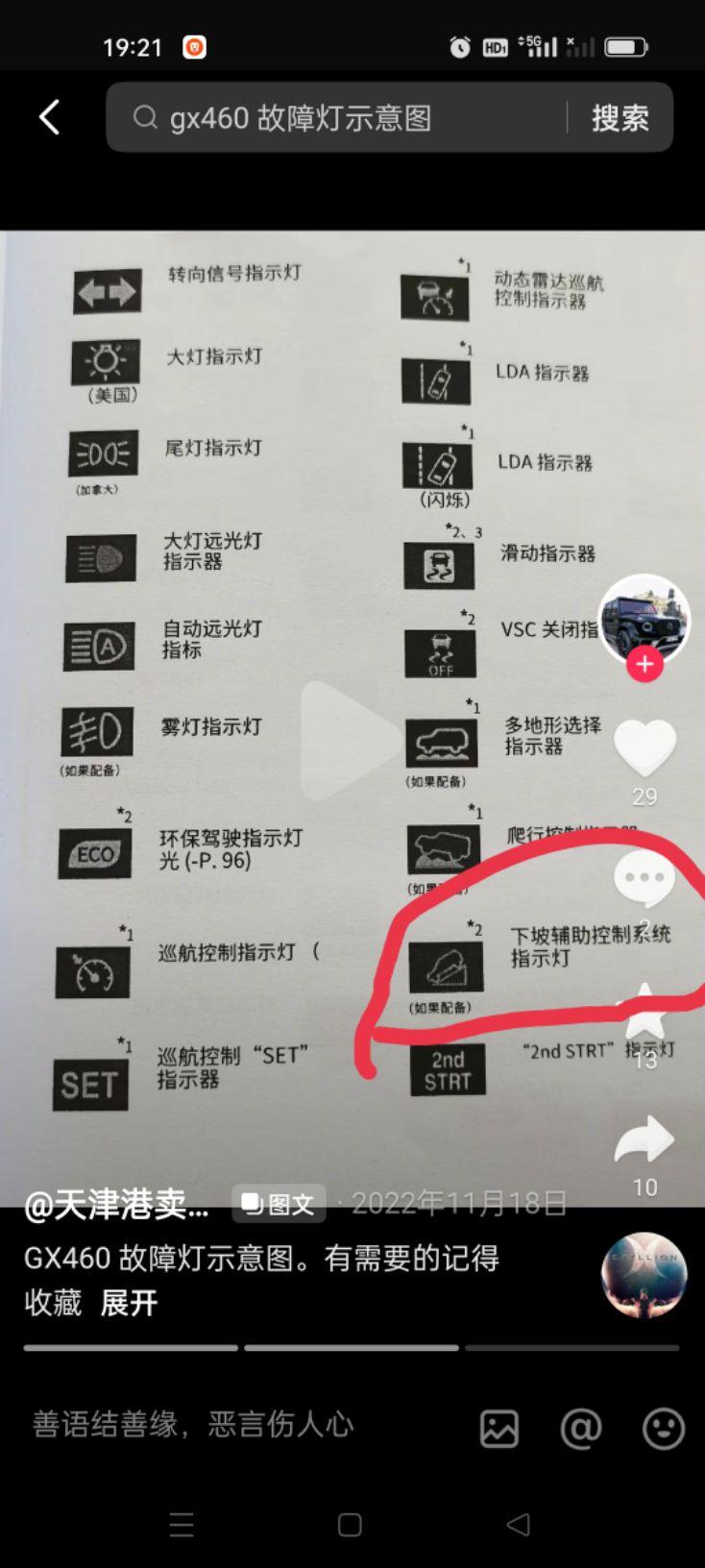 gx460下坡辅助指示灯一直闪