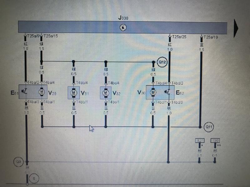 大众志俊玻璃控制盒及中控门锁电路图