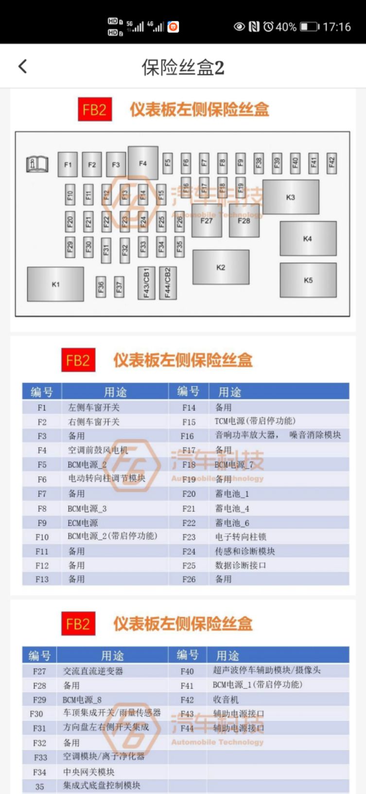 2020别克gl8保险丝图解图片